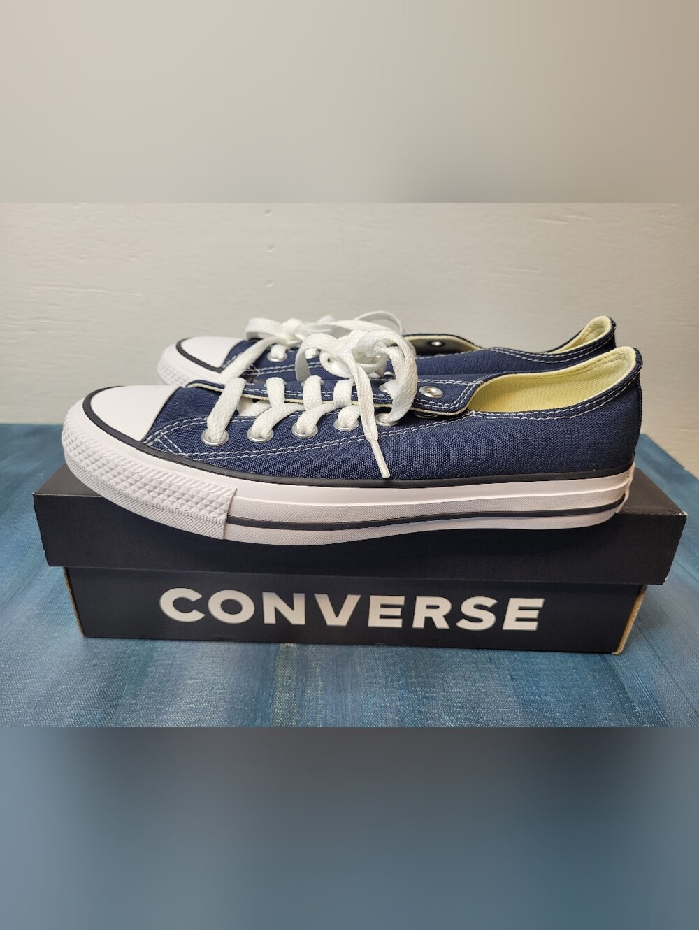 Converse All Star Low Top Blue/White Canvas Lace Up Sneaker Unisex Mens 5.5 New
